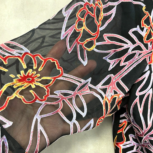 Anne Carson Silk Burnout Blouse Womens Large Floral Boho Whimsigoth Fairycore - Picture 7 of 9